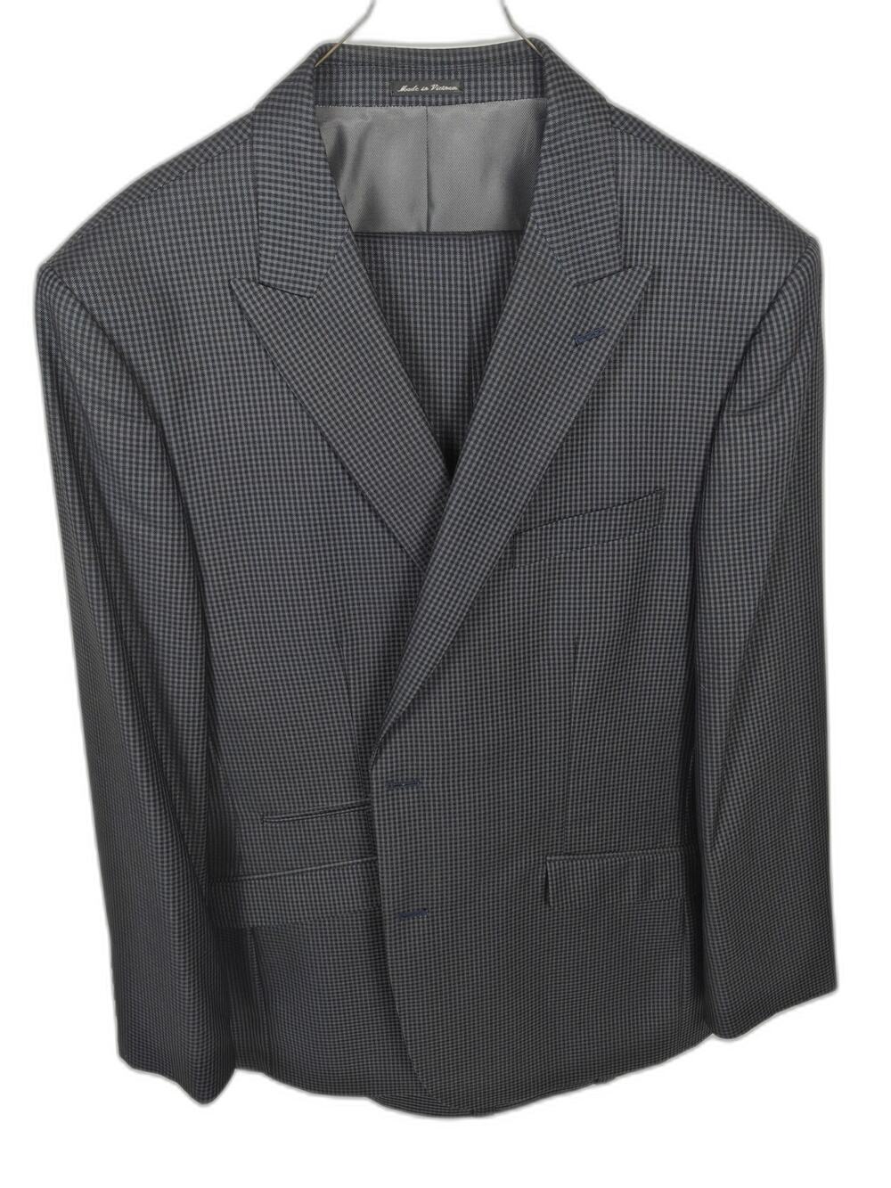 Steve Harvey Collection Sartorial Men's 48R Blue Gray Check Suit 2-Piece Set
